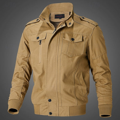 Men's Classic Relaxed-Fit Field Jacket for Spring and Autumn - Khaki