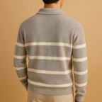 Men's Smart-Casual Print Knit Jumper with Zip Collar