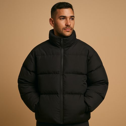 Men's Minimal Hip-Length Insulated Jacket in a Regular Fit - Black