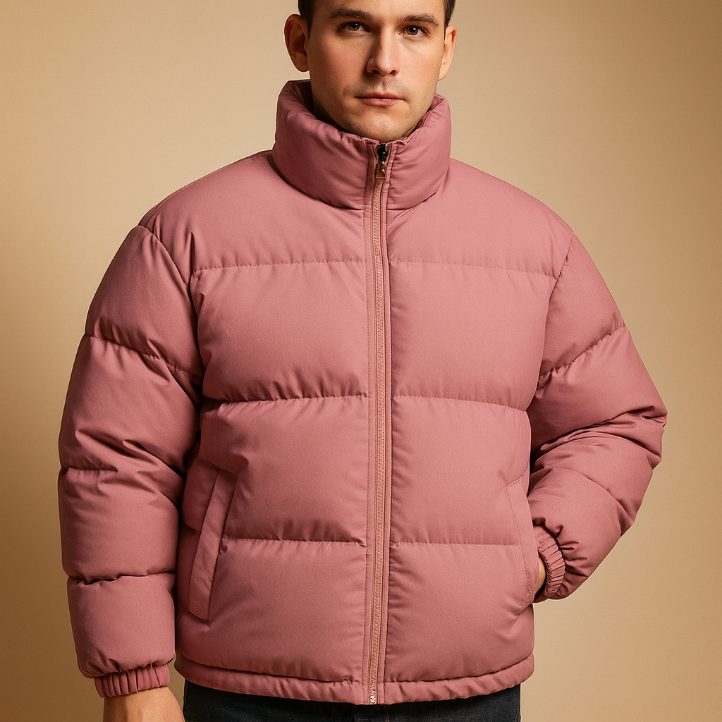 Men's Minimal Hip-Length Insulated Jacket in a Regular Fit - Pink
