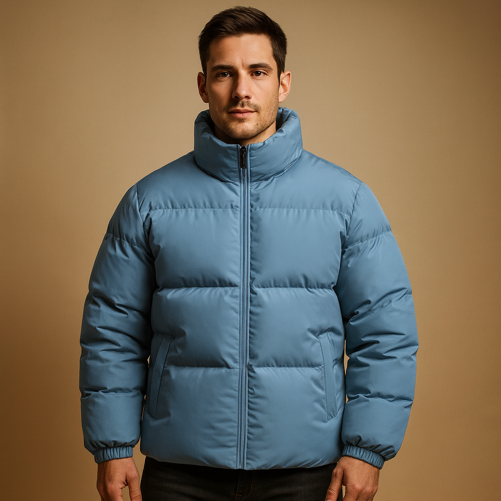 Men's Minimal Hip-Length Insulated Jacket in a Regular Fit - Blue