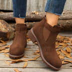 Women's Round-Toe Slip-On Chelsea Boots with Deep-Tread Sole