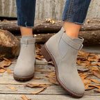 Women's Round-Toe Slip-On Chelsea Boots with Deep-Tread Sole
