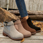 Women's Round-Toe Slip-On Chelsea Boots with Deep-Tread Sole