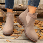 Women's Round-Toe Slip-On Chelsea Boots with Deep-Tread Sole