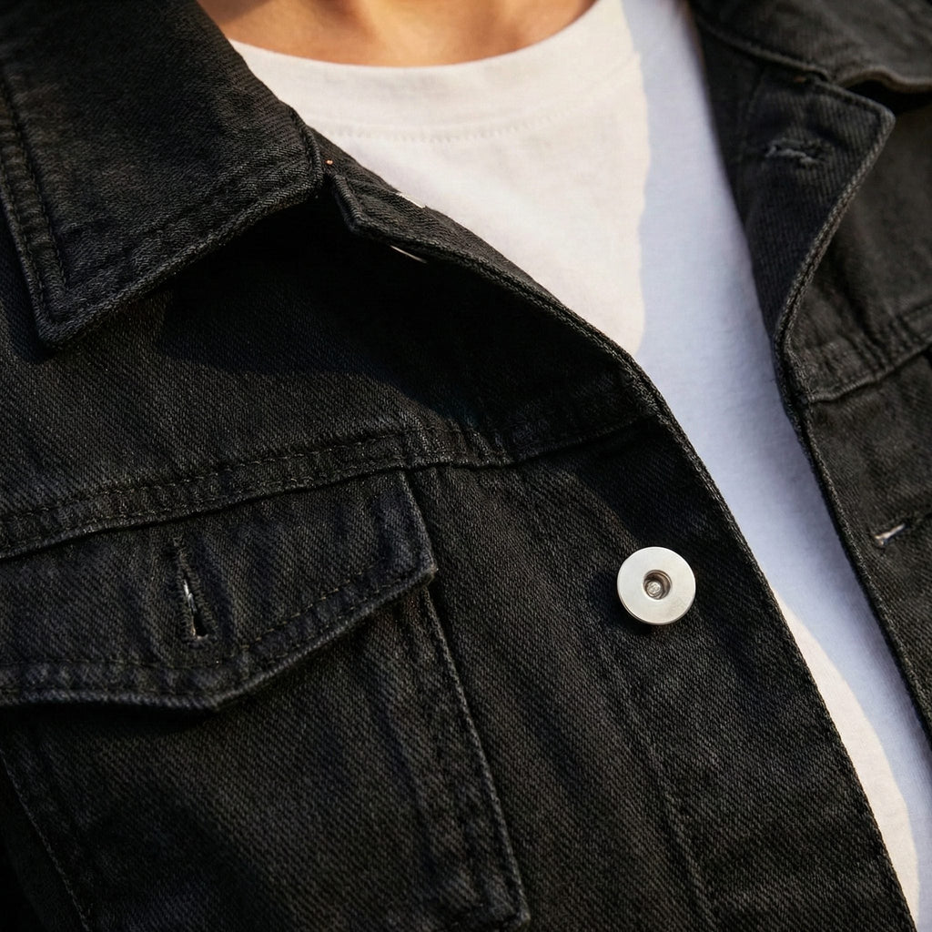 Women's Everyday Cropped Denim Jacket with Buttoned Chest Pockets