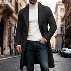 Men's Structured Winter Overcoat in a Long Double-Breasted Cut