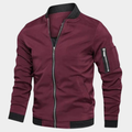 Men's Lightweight Ribbed-Hem Bomber for Mild Autumn Days - Wine Red