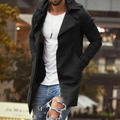 Men's Classic Wide-Lapel Mac Coat in a Slim Mid-Length Cut - Black