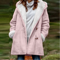 Women's Showerproof Fleece-Lined Duffle Coat with Toggles - Light Pink