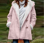 Women's Showerproof Fleece-Lined Duffle Coat with Toggles - Light Pink