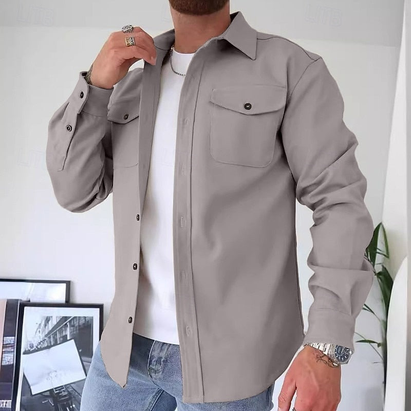 Men's Relaxed-Fit Two-Pocket Overshirt for Everyday Layering