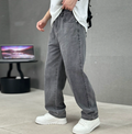 Men's Generous-Fit Straight Jeans with Five Pockets - Dark Grey