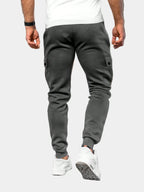 Men's Flap-Pocket Cargo Tracksuit Bottoms with Tapered Leg