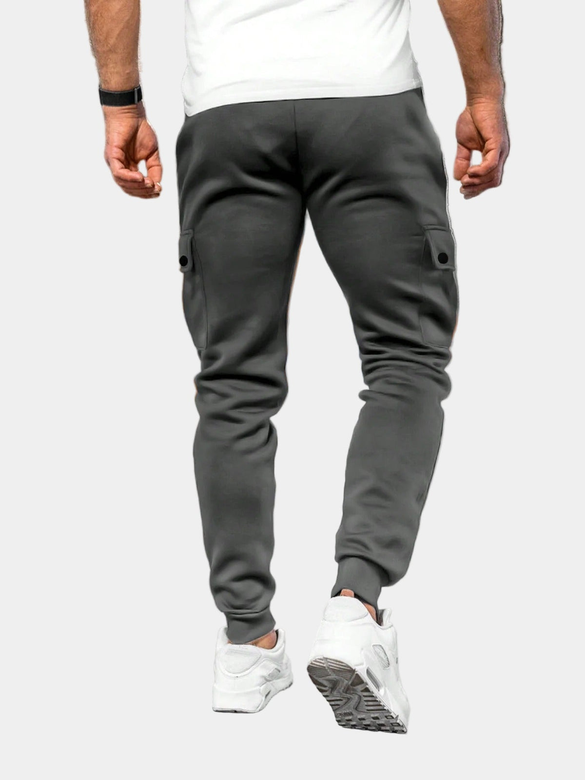 Men's Flap-Pocket Cargo Tracksuit Bottoms with Tapered Leg