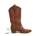 Women's Embroidered-Wing Cowgirl Boots with Stacked Heel