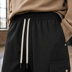 Men's Wide-Leg Drawcord Utility Trousers with Cargo Pocket