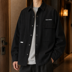 Men's Press-Stud Relaxed Shacket with Offset Utility Pockets