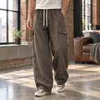 Men's Wide-Leg Drawcord Utility Trousers with Cargo Pocket