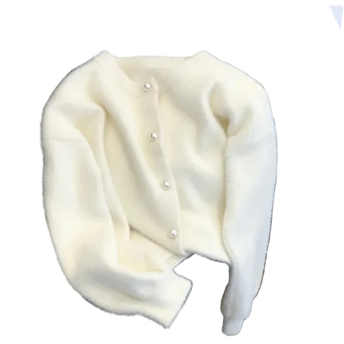 Women's Simple Round-Neck Knit Cardigan for Spring Layering - White