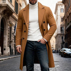 Men's Structured Winter Overcoat in a Long Double-Breasted Cut