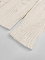 Women's Raised Cable V-Neck Cardigan with Wooden-Look Buttons