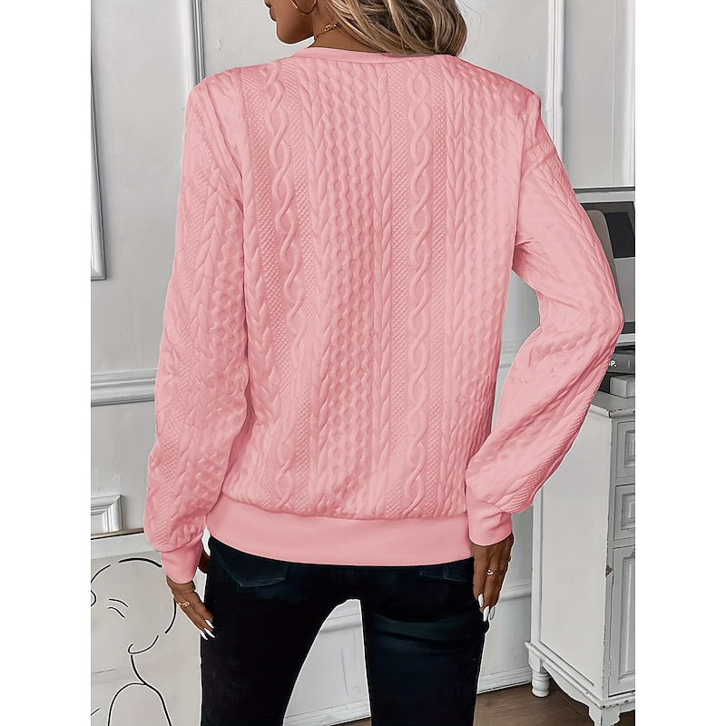 Women's Relaxed Zip-Collar Cable Knit Jumper