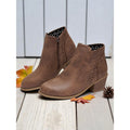 Women's Classic Cutout Ankle Boots with Easy Side Zip - Brown