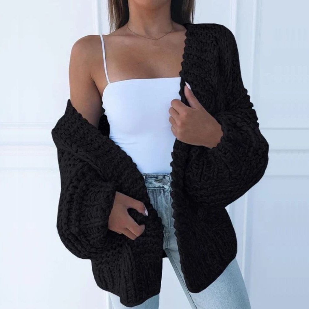Women's Oversized Edge-to-Edge Cardigan in Thick Chunky Knit