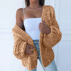 Women's Oversized Edge-to-Edge Cardigan in Thick Chunky Knit