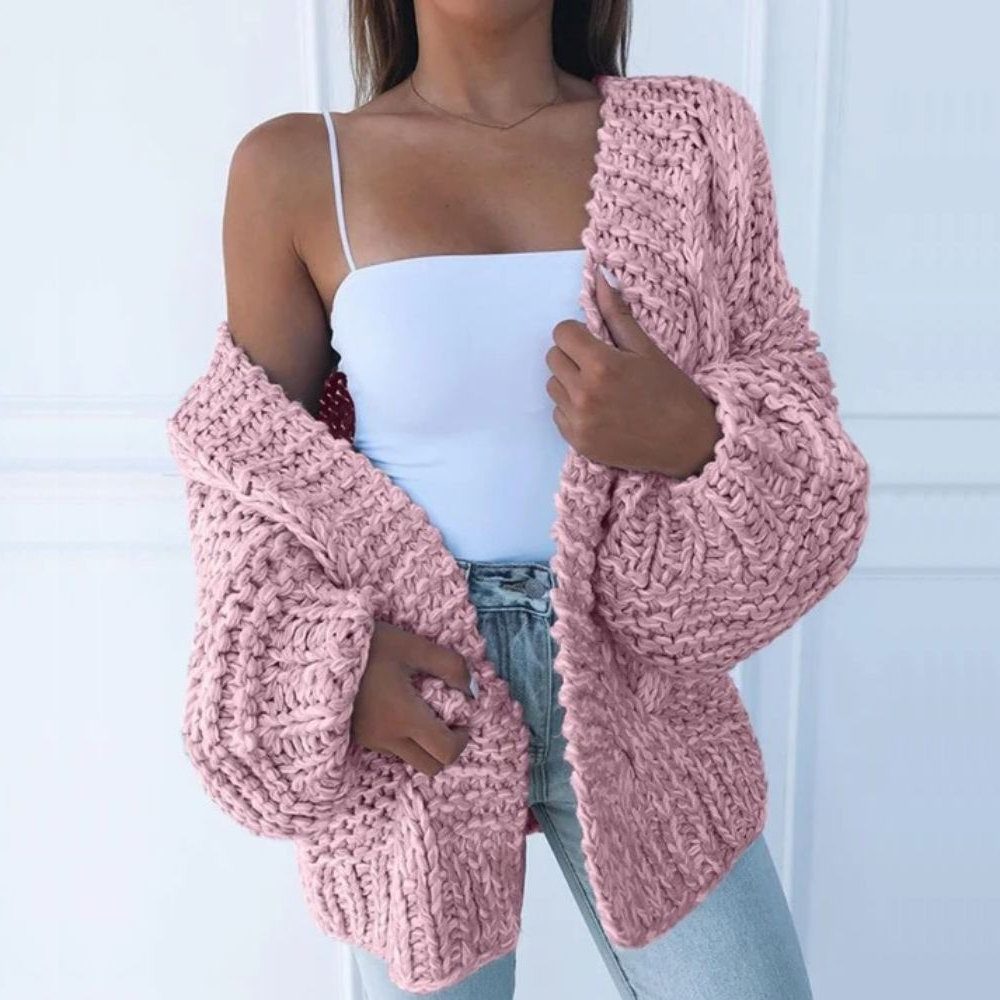 Women's Oversized Edge-to-Edge Cardigan in Thick Chunky Knit