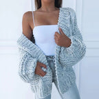 Women's Oversized Edge-to-Edge Cardigan in Thick Chunky Knit