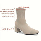 Women's Sock-Fit Stretch Knit Boots with Block Heel