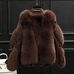 Women's Statement Leather-Look Zip Jacket with Faux Fur Shoulders