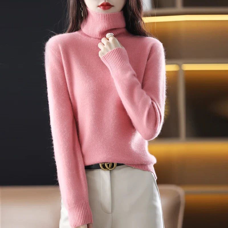 Women's Soft Rib-Knit High Neck Jumper for Everyday Layering