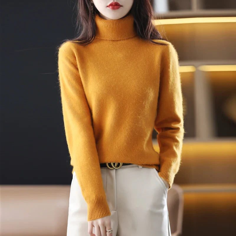 Women's Soft Rib-Knit High Neck Jumper for Everyday Layering