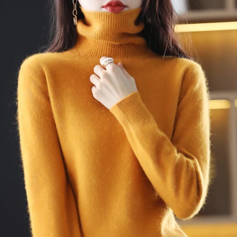 Women's Soft Rib-Knit High Neck Jumper for Everyday Layering