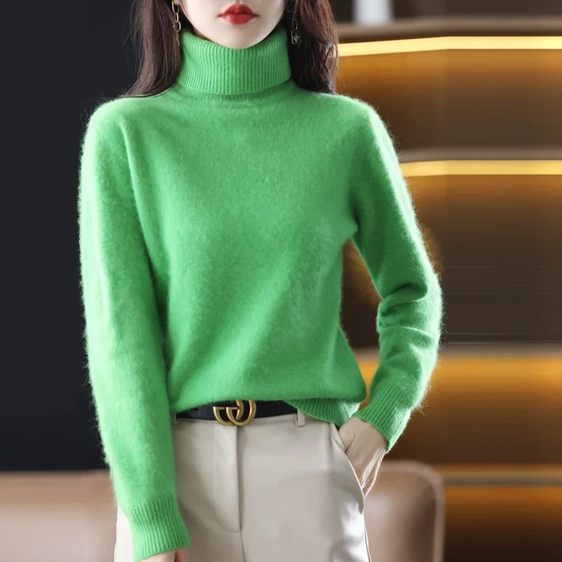 Women's Soft Rib-Knit High Neck Jumper for Everyday Layering