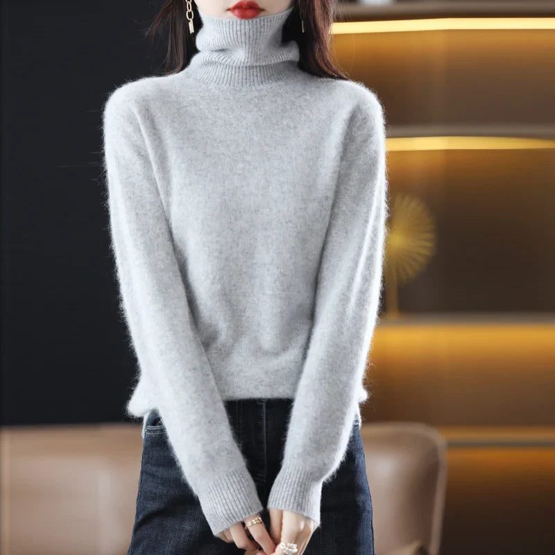 Women's Soft Rib-Knit High Neck Jumper for Everyday Layering
