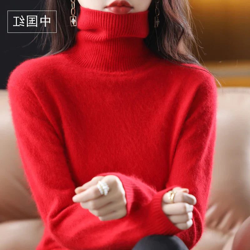 Women's Soft Rib-Knit High Neck Jumper for Everyday Layering