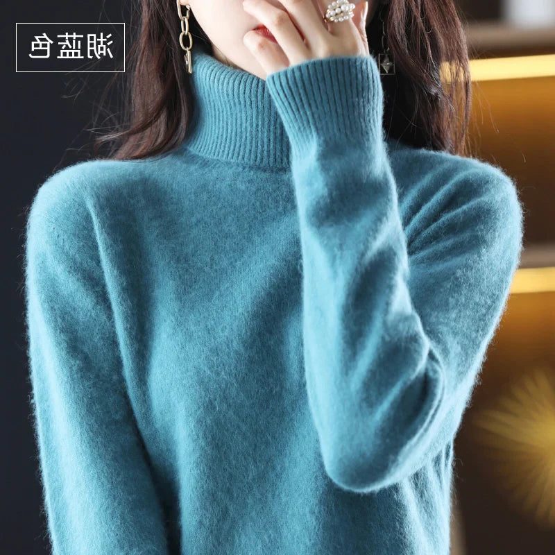 Women's Soft Rib-Knit High Neck Jumper for Everyday Layering