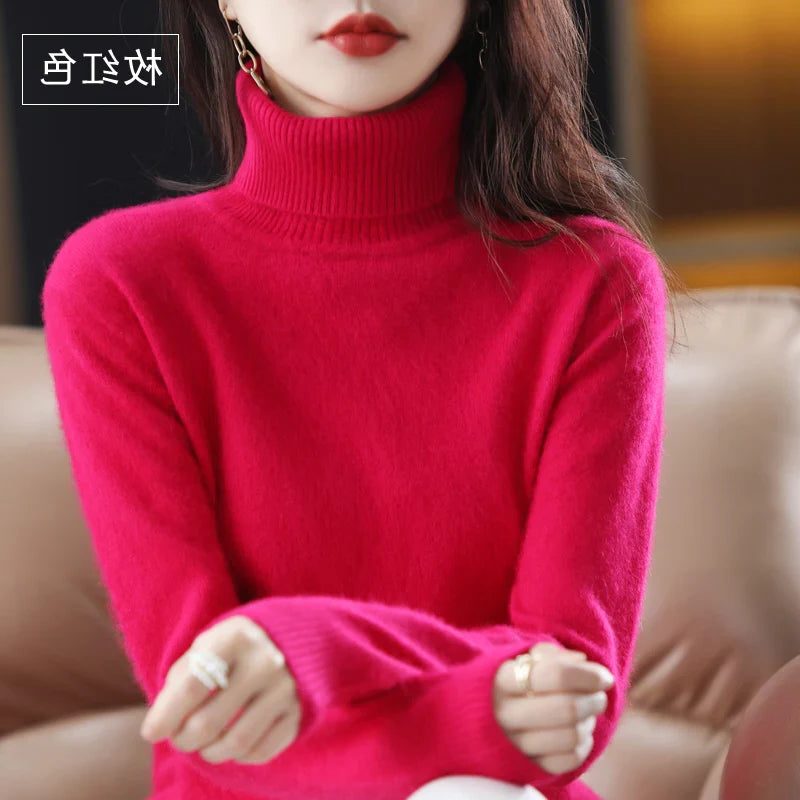 Women's Soft Rib-Knit High Neck Jumper for Everyday Layering