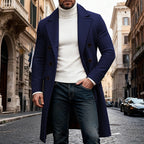 Men's Structured Winter Overcoat in a Long Double-Breasted Cut