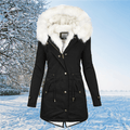 Women's Waterproof Hooded Parka with Adjustable Waist - Black