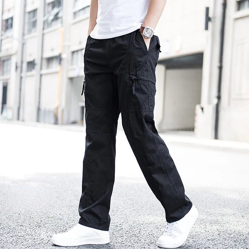 Men's Four-Way Stretch Travel Trousers with Cargo Pockets - Black