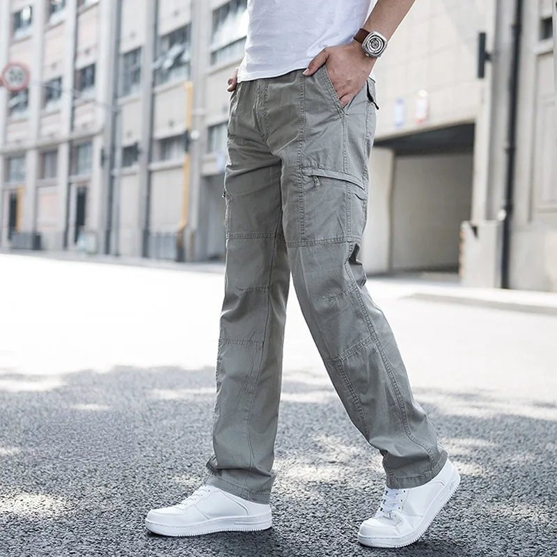 Men's Four-Way Stretch Travel Trousers with Cargo Pockets - Grey