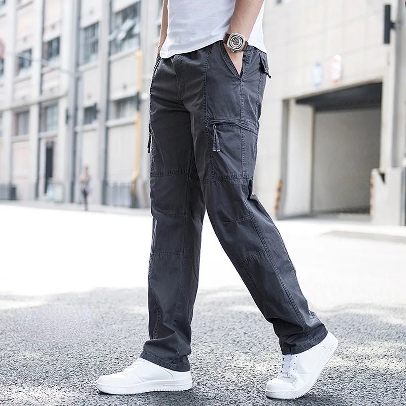 Men's Four-Way Stretch Travel Trousers with Cargo Pockets - Navy