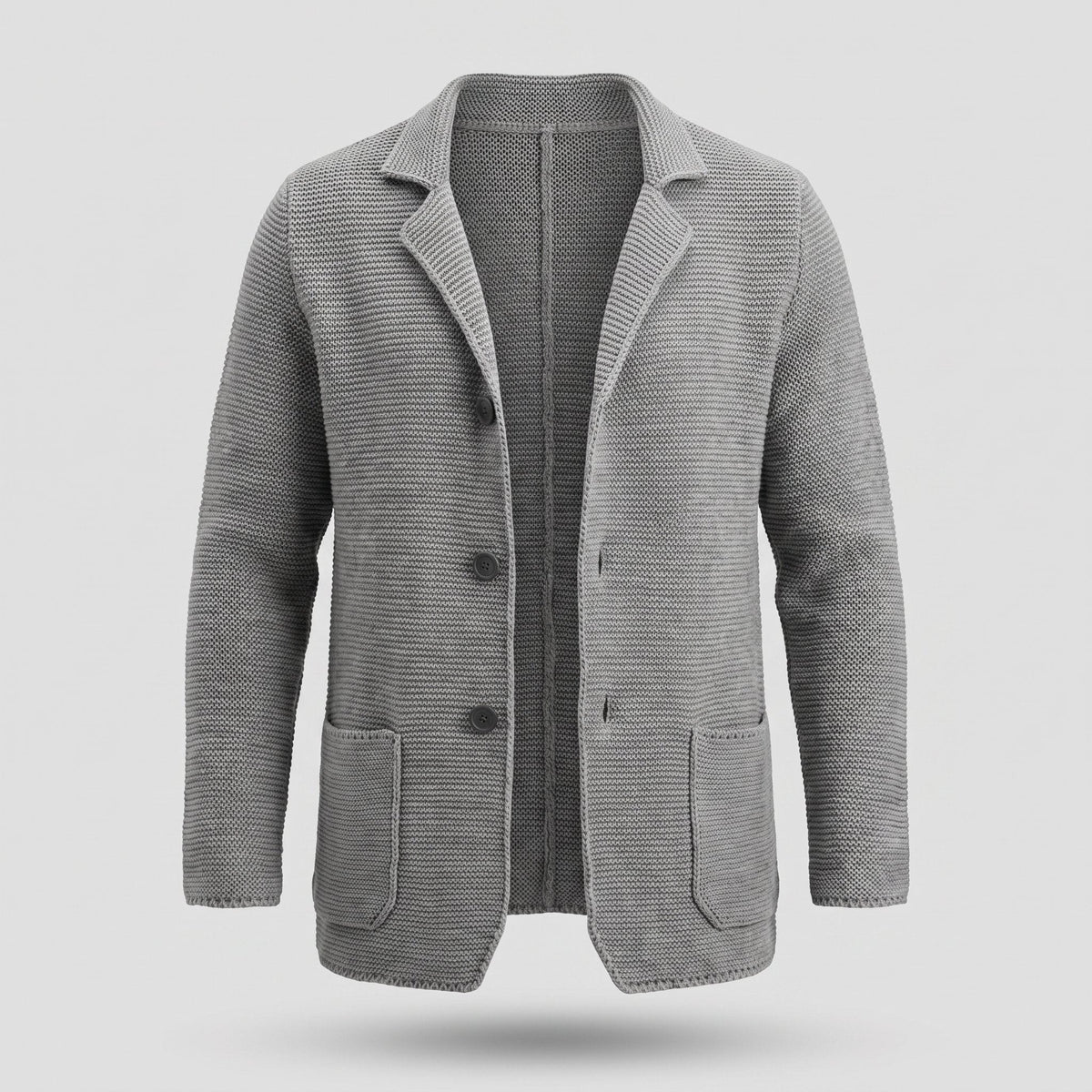 Men's Slim Textured Knit Button Cardigan for Work and Weekend - Grey