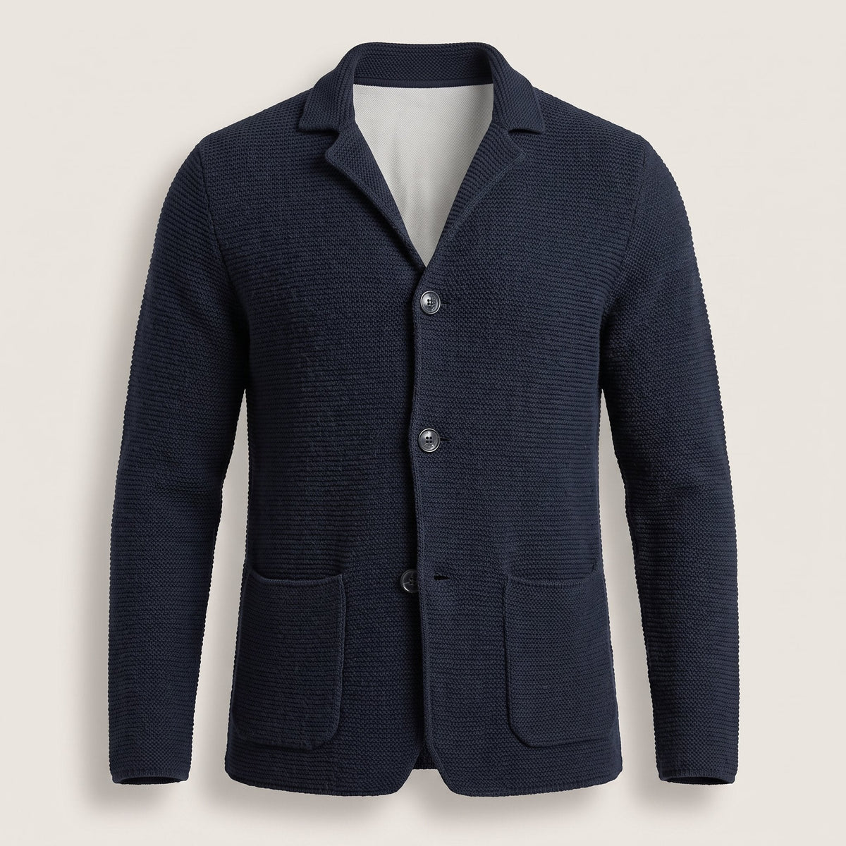 Men's Slim Textured Knit Button Cardigan for Work and Weekend - Blue