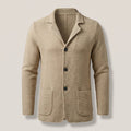 Men's Slim Textured Knit Button Cardigan for Work and Weekend - Beige